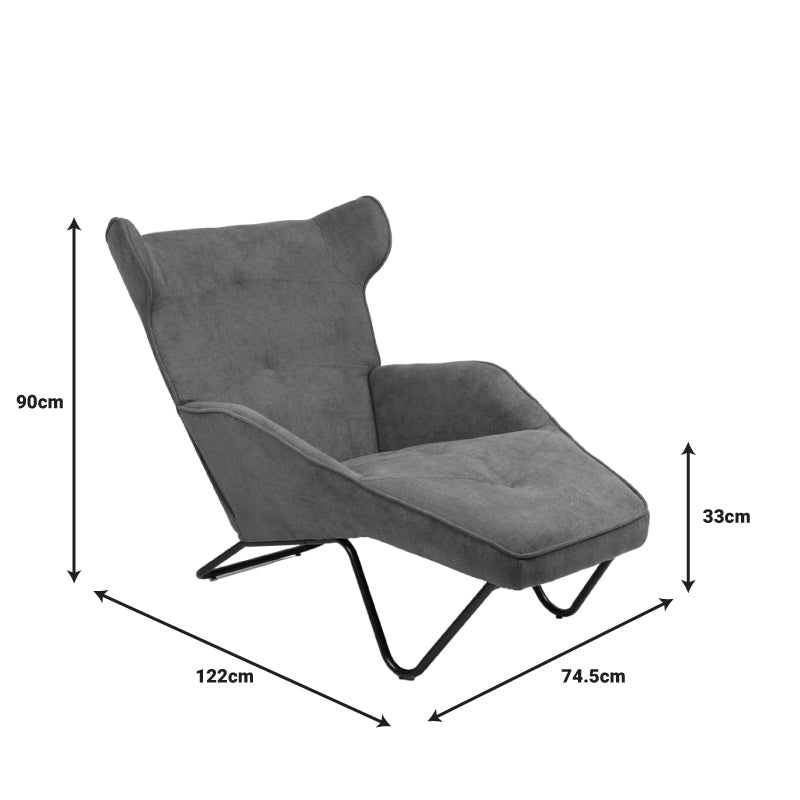 Relax Totely armchair pakoworld charcoal fabric and metal black leg 74.5x122x90cm