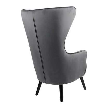 Armchair Byfon pakoworld anthracite velvet and rubberwood leg in black shade 76x83x117cm