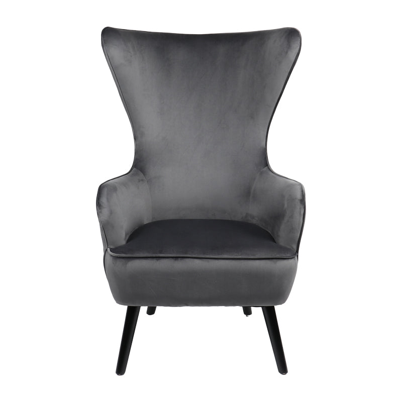 Armchair Byfon pakoworld anthracite velvet and rubberwood leg in black shade 76x83x117cm