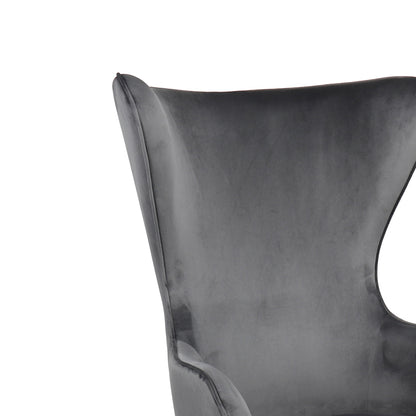 Armchair Byfon pakoworld anthracite velvet and rubberwood leg in black shade 76x83x117cm