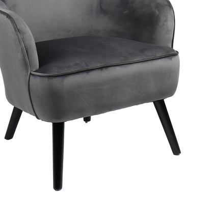 Armchair Byfon pakoworld anthracite velvet and rubberwood leg in black shade 76x83x117cm