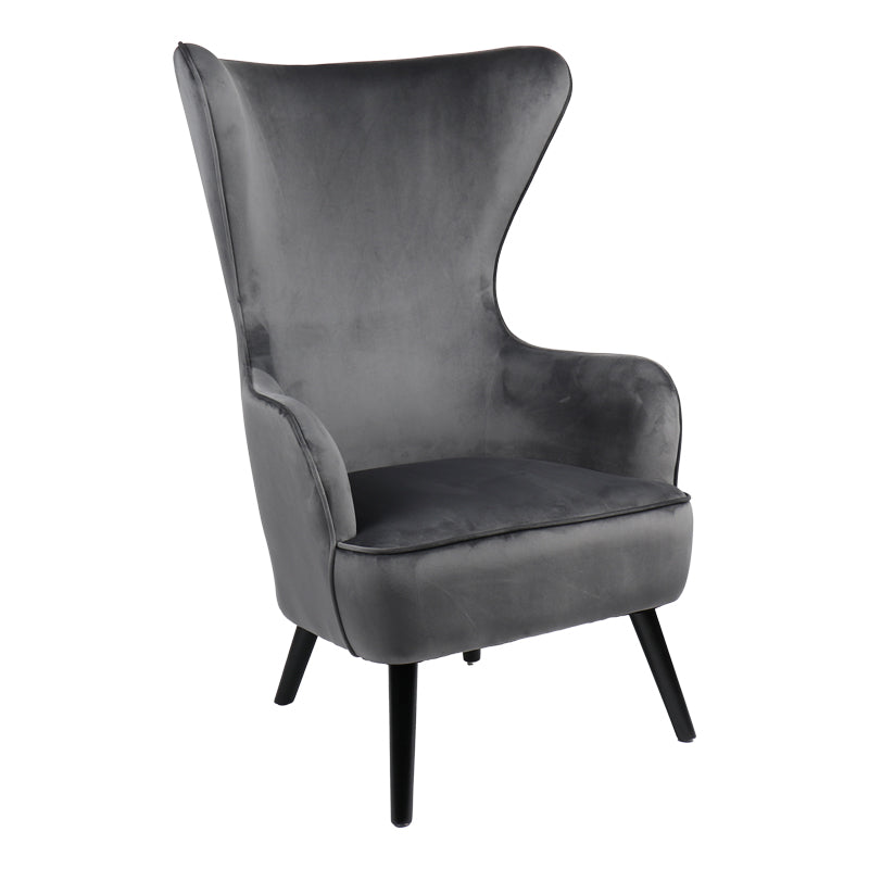 Armchair Byfon pakoworld anthracite velvet and rubberwood leg in black shade 76x83x117cm