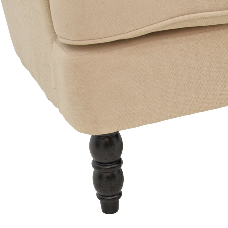 Αrmchair Keisi pakoworld beige fabric-rubberwood leg in black shade 81.5x84x92.5cm