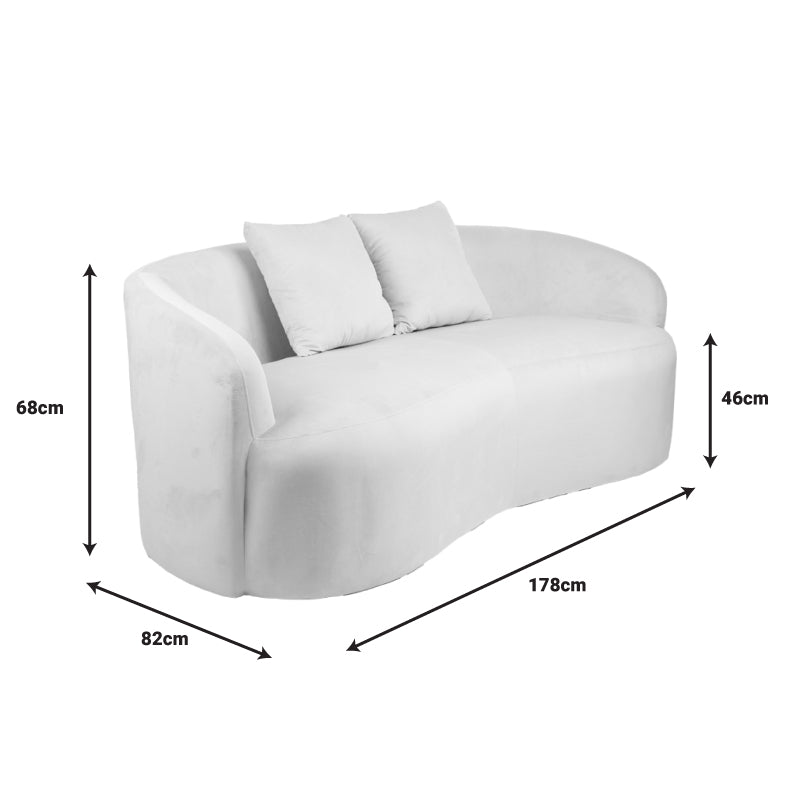 2-seater sofa Raini pakoworld with cushions cream velvet 178x82x68cm