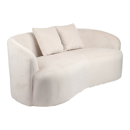 2-seater sofa Raini pakoworld with cushions cream velvet 178x82x68cm