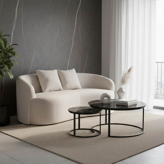 2-seater sofa Raini with cushions cream velvet 178x82x68cm