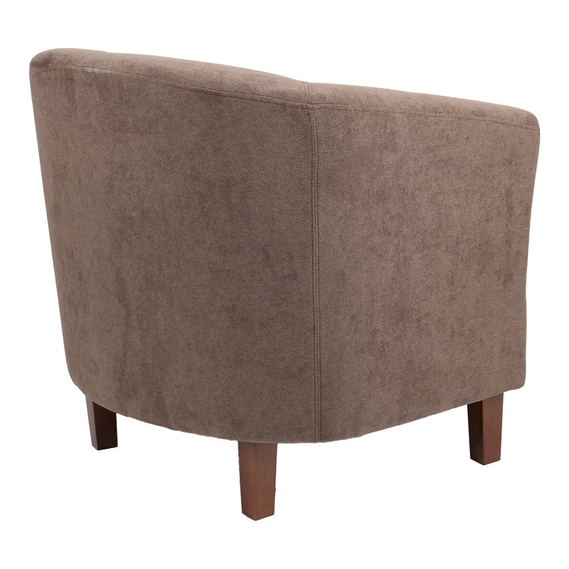 Armchair Tronmo pakoworld dark brown fabric and rubberwood leg in walnut shade 75x69x75cm