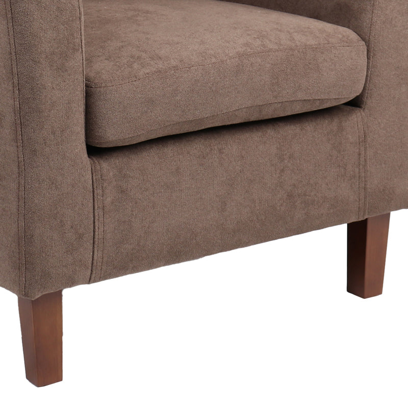 Armchair Tronmo pakoworld dark brown fabric and rubberwood leg in walnut shade 75x69x75cm