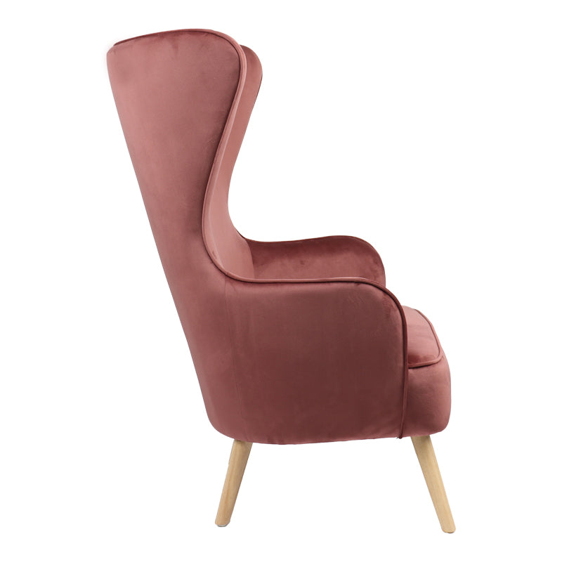 Armchair Byfon pakoworld rotten apple velvet-leg rubberwood in natural color 76x83x117cm