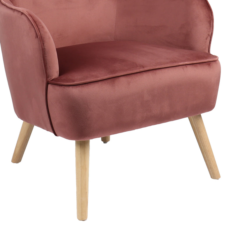 Armchair Byfon pakoworld rotten apple velvet-leg rubberwood in natural color 76x83x117cm