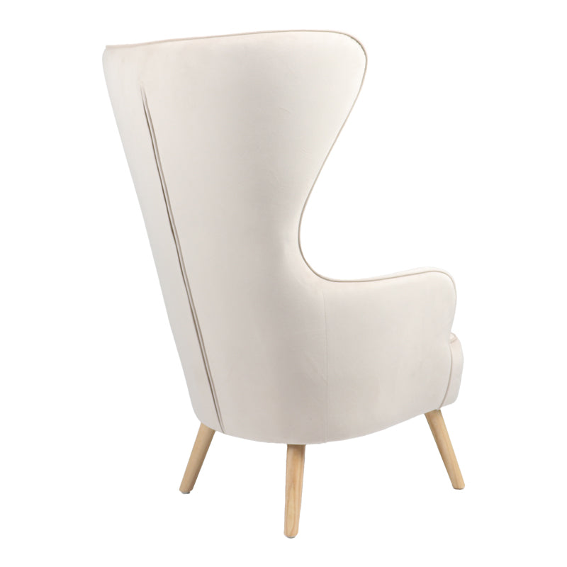 Armchair Byfon pakoworld cream velvet-rubberwood leg in natural color 76x83x117cm