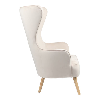 Armchair Byfon pakoworld cream velvet-rubberwood leg in natural color 76x83x117cm