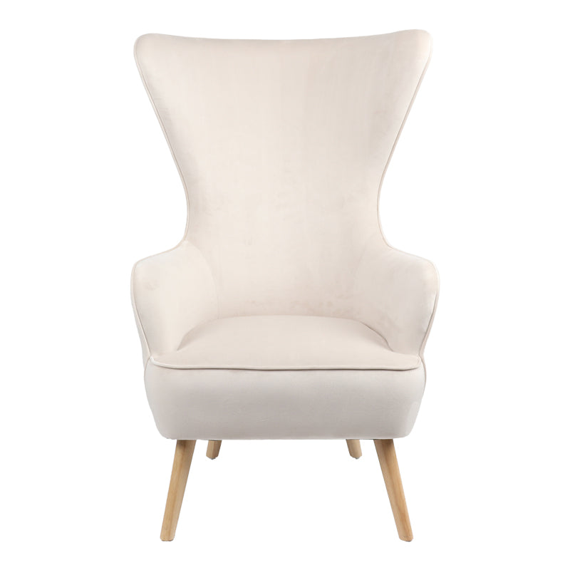 Armchair Byfon pakoworld cream velvet-rubberwood leg in natural color 76x83x117cm