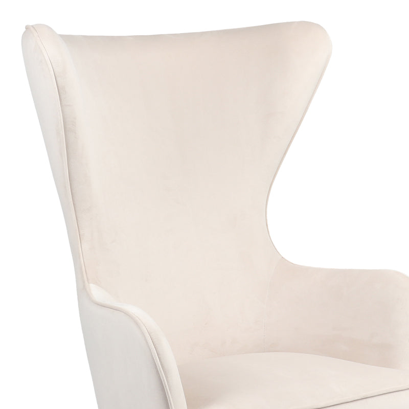 Armchair Byfon pakoworld cream velvet-rubberwood leg in natural color 76x83x117cm