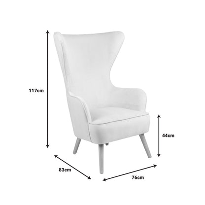 Armchair Byfon pakoworld cream velvet-rubberwood leg in natural color 76x83x117cm