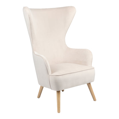 Armchair Byfon pakoworld cream velvet-rubberwood leg in natural color 76x83x117cm