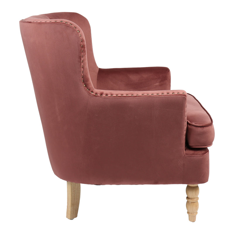 Armchair Keisi pakoworld rotten apple velvet-rubberwood leg in natural color81.5x84x92.5cm