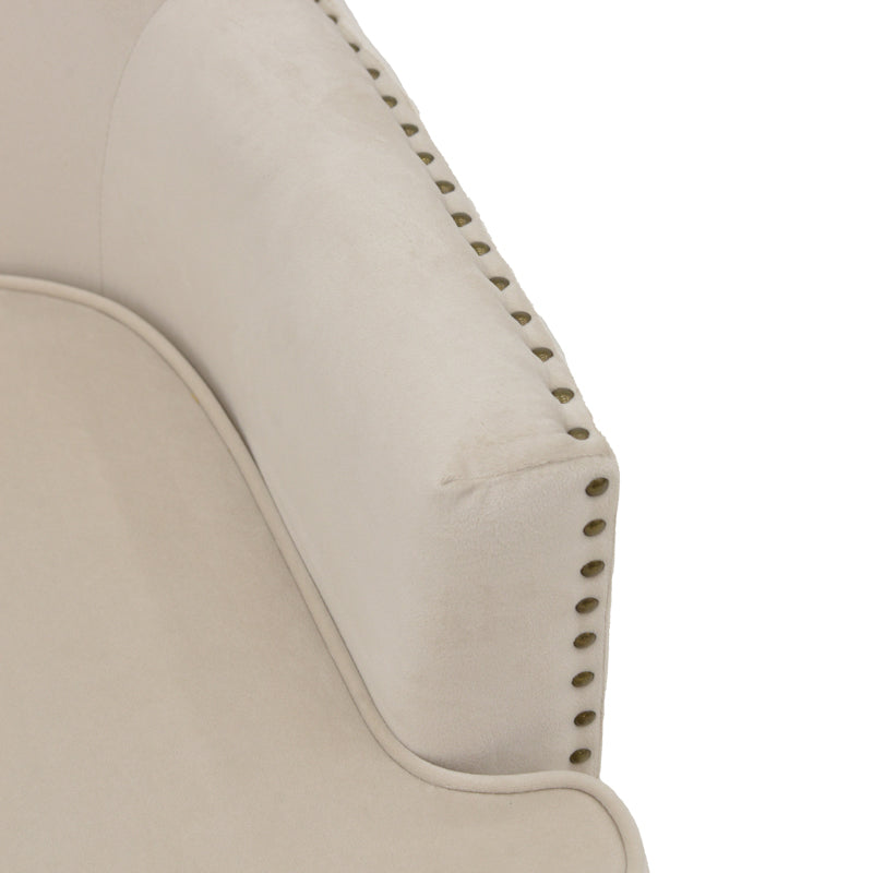 Armchair Keisi pakoworld cream velvet-natural wooden leg 81.5x84x92.5cm