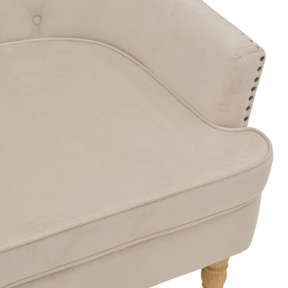 Armchair Keisi pakoworld cream velvet-natural wooden leg 81.5x84x92.5cm