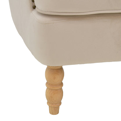 Armchair Keisi pakoworld cream velvet-natural wooden leg 81.5x84x92.5cm