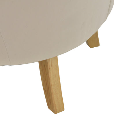 Armchair Keisi pakoworld cream velvet-natural wooden leg 81.5x84x92.5cm