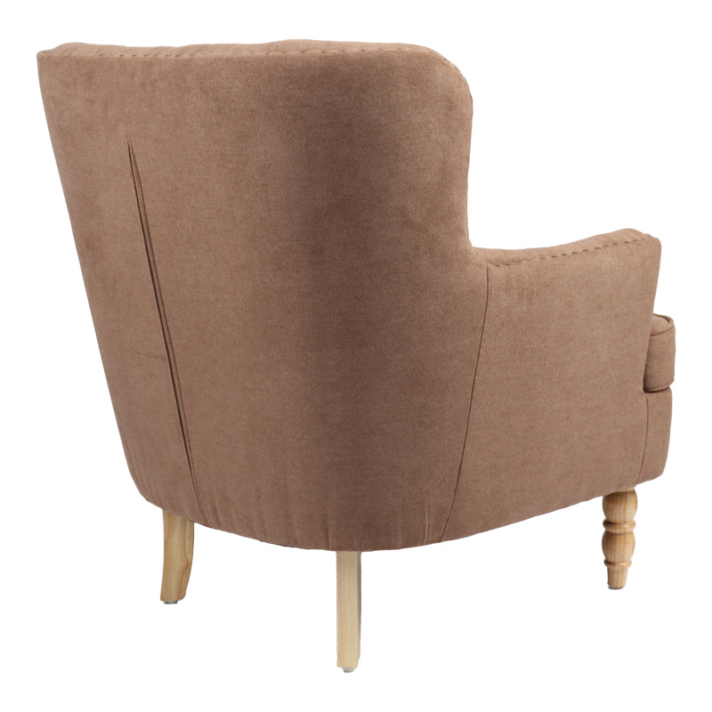 Armchair Keisi pakoworld brown fabric-natural wooden leg 81.5x84x92.5cm