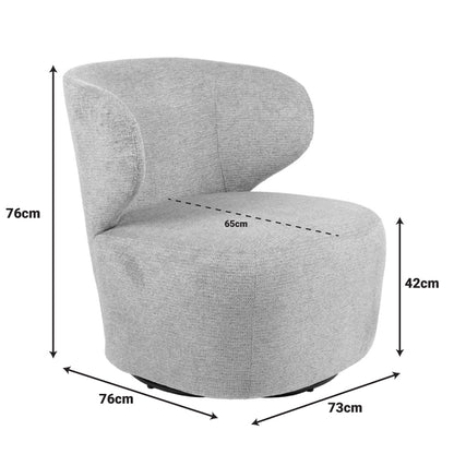 Armchair Marelia rotating grey color fabric 73x76x76cm