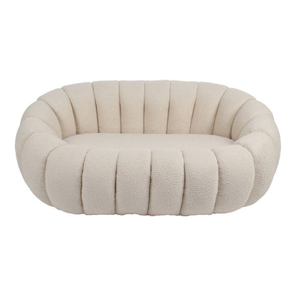 2-seater sofa Yannick boucle beige fabric 148x92x62cm