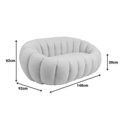 2-seater sofa Yannick boucle beige fabric 148x92x62cm