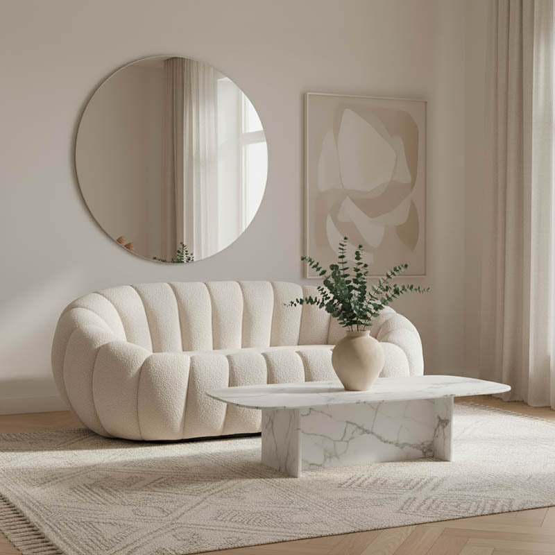 2-seater sofa Yannick boucle beige fabric 148x92x62cm