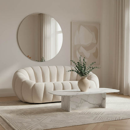 2-seater sofa Yannick boucle beige fabric 148x92x62cm