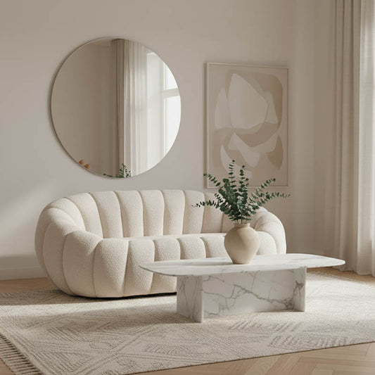 2-seater sofa Yannick boucle beige fabric 148x92x62cm
