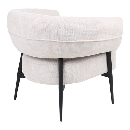 Armchair Penfel cream fabric and black metal legs 71x82x74cm