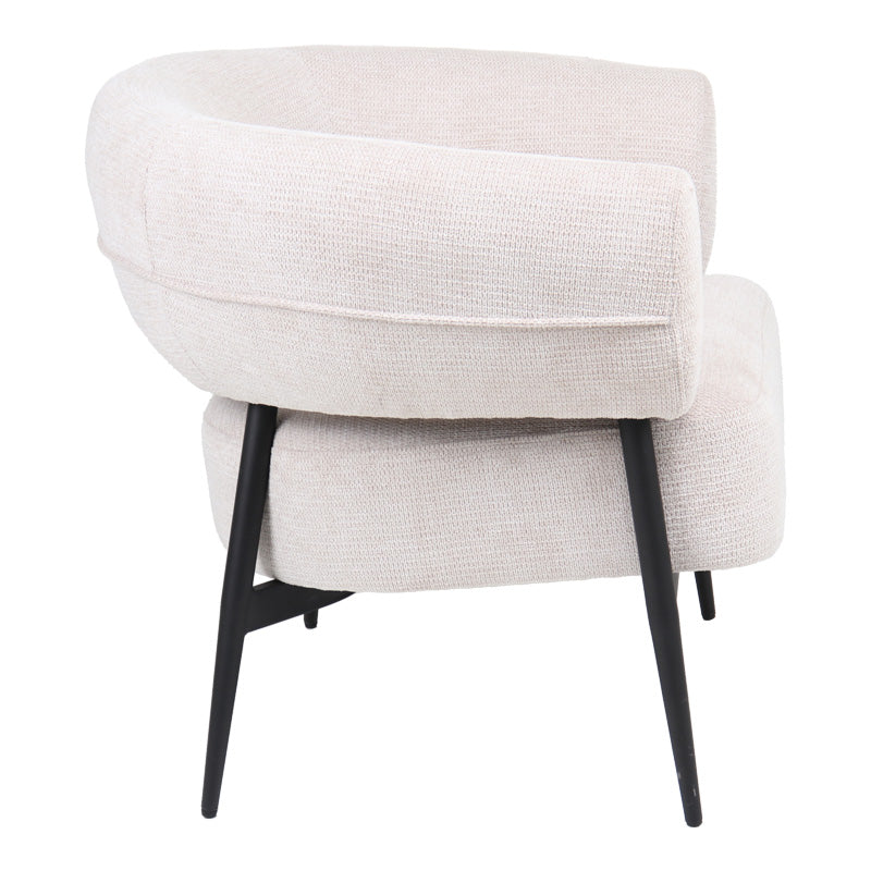 Armchair Penfel cream fabric and black metal legs 71x82x74cm