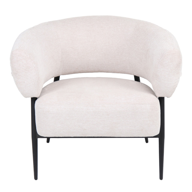 Armchair Penfel cream fabric and black metal legs 71x82x74cm