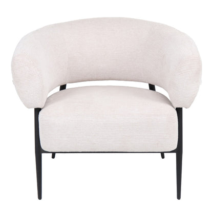 Armchair Penfel cream fabric and black metal legs 71x82x74cm