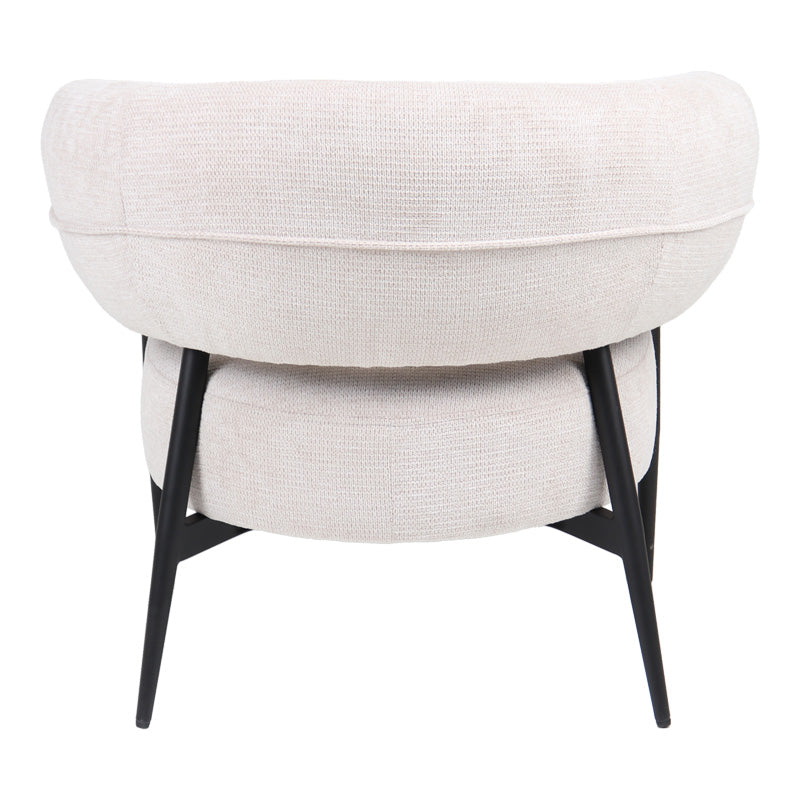 Armchair Penfel cream fabric and black metal legs 71x82x74cm