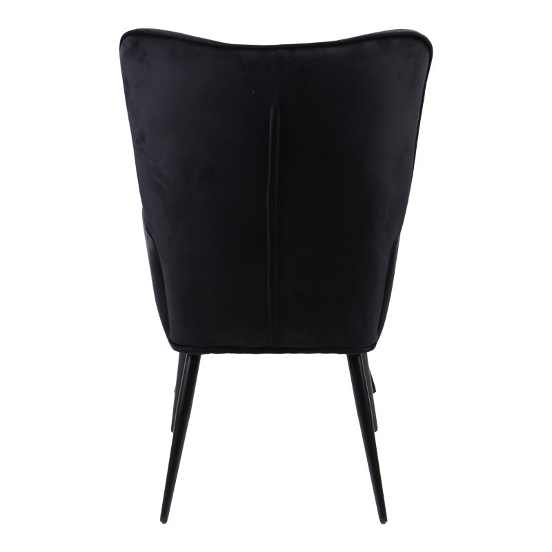 Armchair with footstool Siella black velvet-black metal leg 59x67x94cm