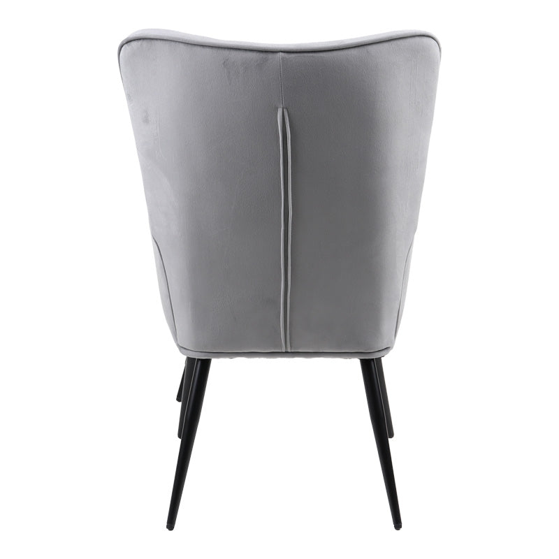 Armchair with footstool Siella grey velvet-black metal leg 59x67x94cm