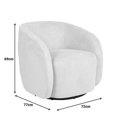 Barrelo swivel armchair cream fabric 77x72x69cm