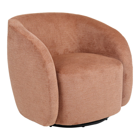 Barrelo swivel armchair dusty rose fabric 77x72x69cm
