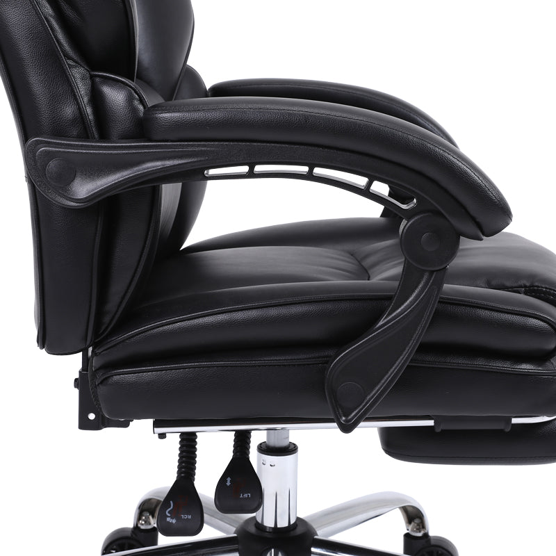 Manager's office chair with footrest Zance pakoworld black pu-chrome metal leg 70x66x112-120cm
