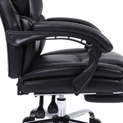 Manager's office chair with footrest Zance pakoworld black pu-chrome metal leg 70x66x112-120cm