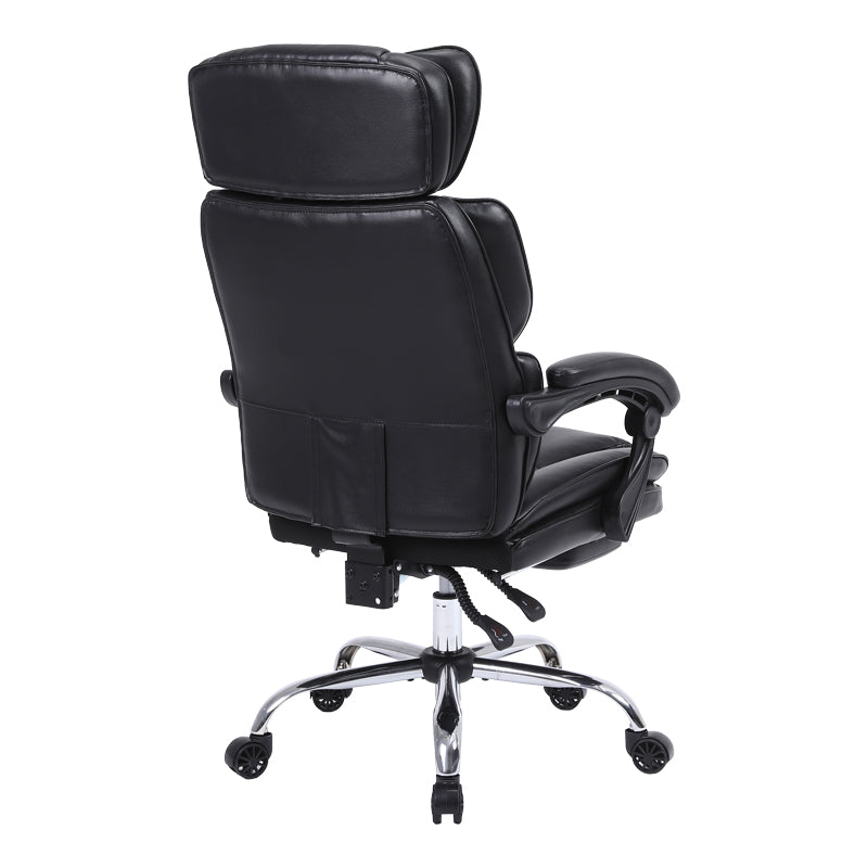 Manager's office chair with footrest Zance pakoworld black pu-chrome metal leg 70x66x112-120cm