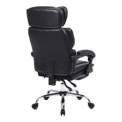 Manager's office chair with footrest Zance pakoworld black pu-chrome metal leg 70x66x112-120cm