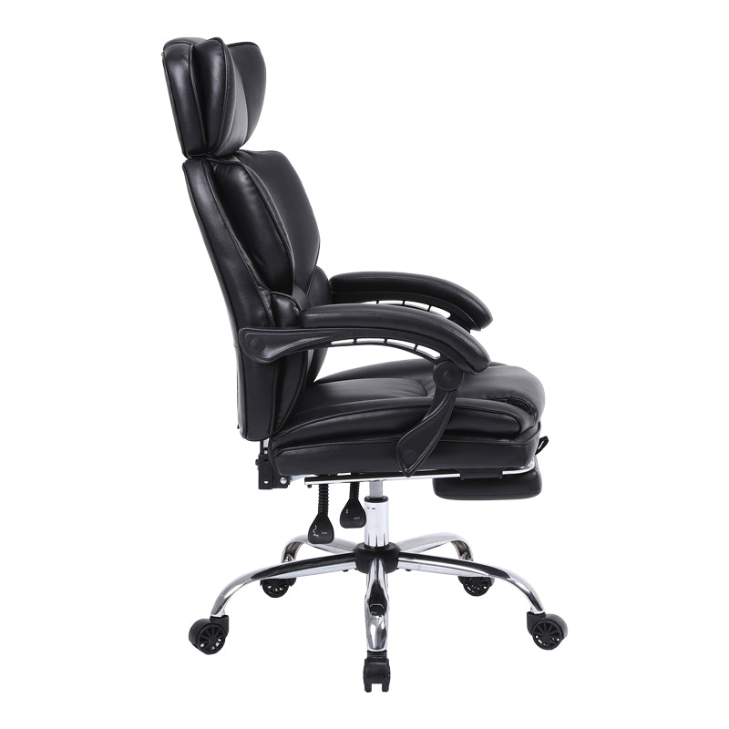 Manager's office chair with footrest Zance pakoworld black pu-chrome metal leg 70x66x112-120cm