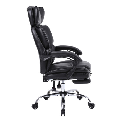 Manager's office chair with footrest Zance pakoworld black pu-chrome metal leg 70x66x112-120cm