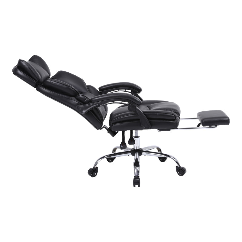 Manager's office chair with footrest Zance pakoworld black pu-chrome metal leg 70x66x112-120cm