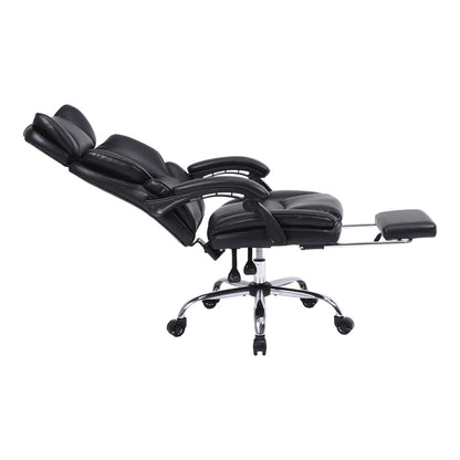 Manager's office chair with footrest Zance pakoworld black pu-chrome metal leg 70x66x112-120cm
