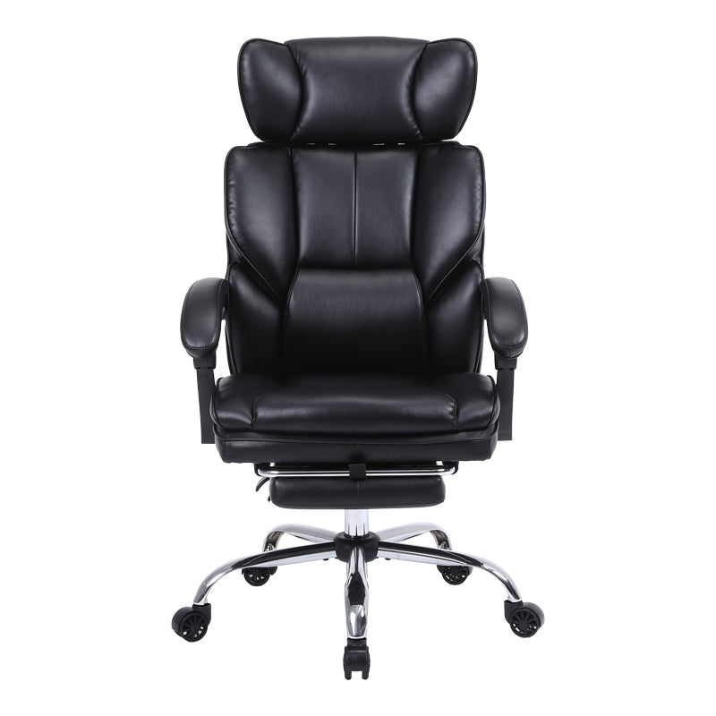 Manager's office chair with footrest Zance pakoworld black pu-chrome metal leg 70x66x112-120cm